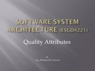 software system architecture esgd4221