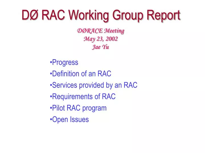 d rac working group report