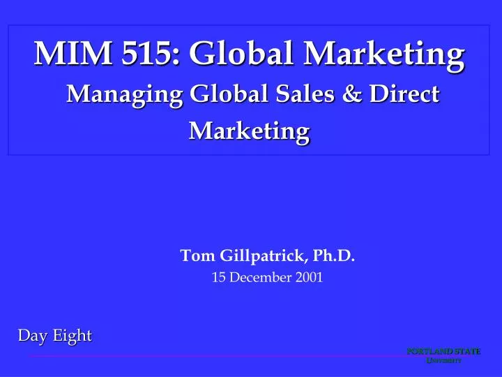 mim 515 global marketing managing global sales direct marketing