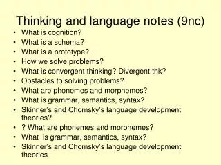 Thinking and language notes (9nc)