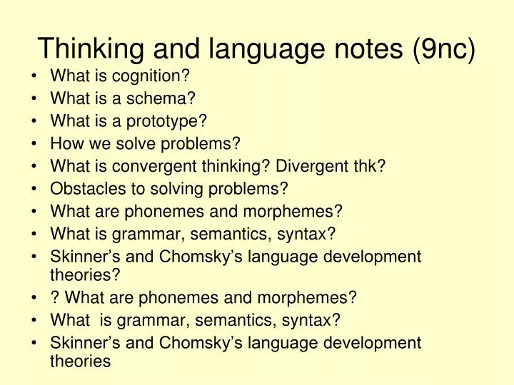 thinking and language notes 9nc