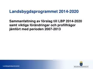landsbygdsprogrammet 2014 2020