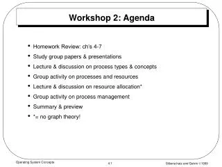Workshop 2: Agenda