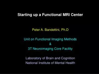 Starting up a Functional MRI Center