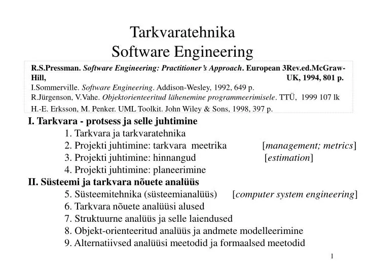 tarkvaratehnika software engineering