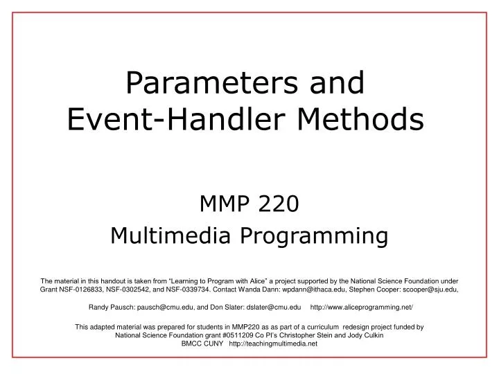 parameters and event handler methods