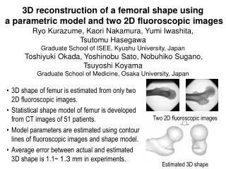 3D reconstruction of a femoral shape using a parametric model and two 2D fluoroscopic images