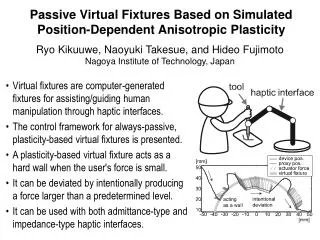 Passive Virtual Fixtures Based on Simulated Position-Dependent Anisotropic Plasticity