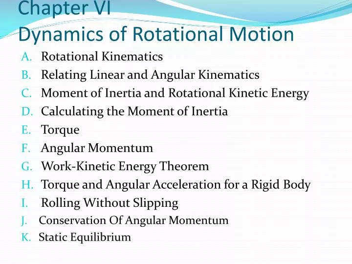 chapter vi dynamics of rotational motion