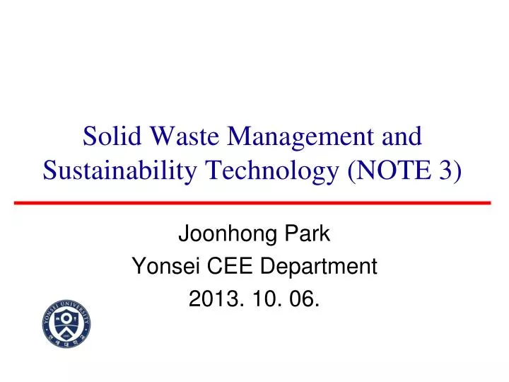 solid waste management and sustainability technology note 3