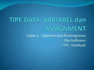 tipe data variabel dan assignment