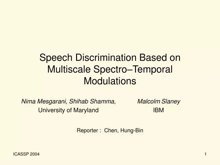 speech discrimination based on multiscale spectro temporal modulations