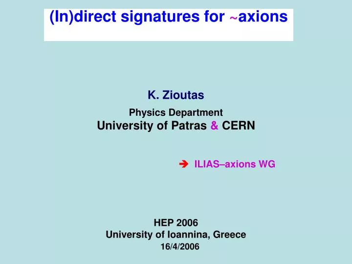 in direct signatures for axions