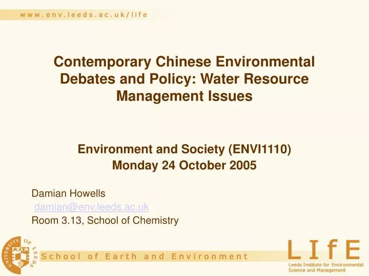 contemporary chinese environmental debates and policy water resource management issues