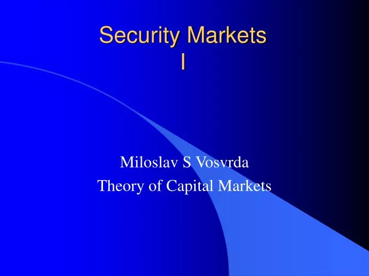 security markets i