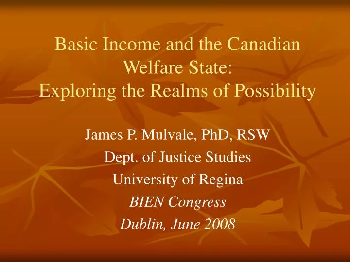 basic income and the canadian welfare state exploring the realms of possibility