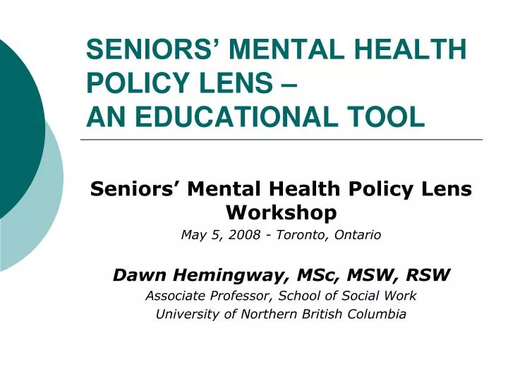 seniors mental health policy lens an educational tool
