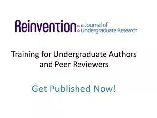 training for undergraduate authors and peer reviewers get published now