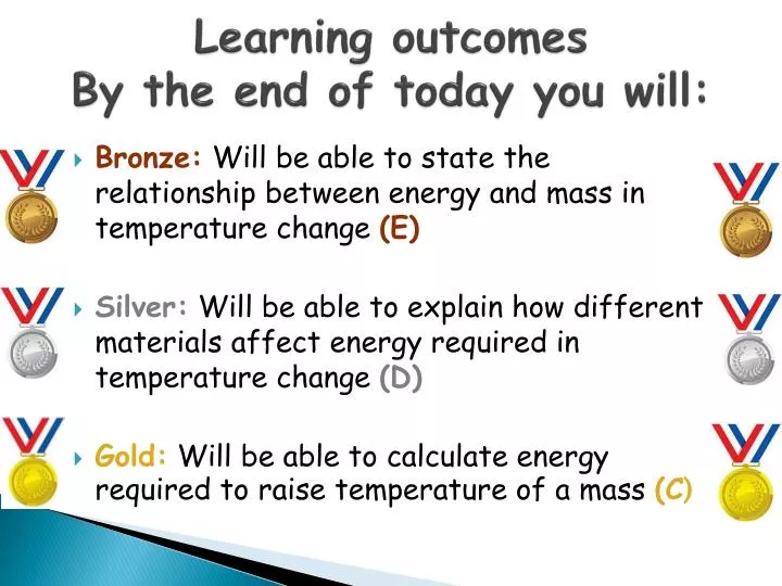 learning outcomes by the end of today you will
