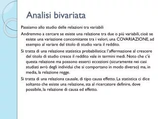 analisi bivariata
