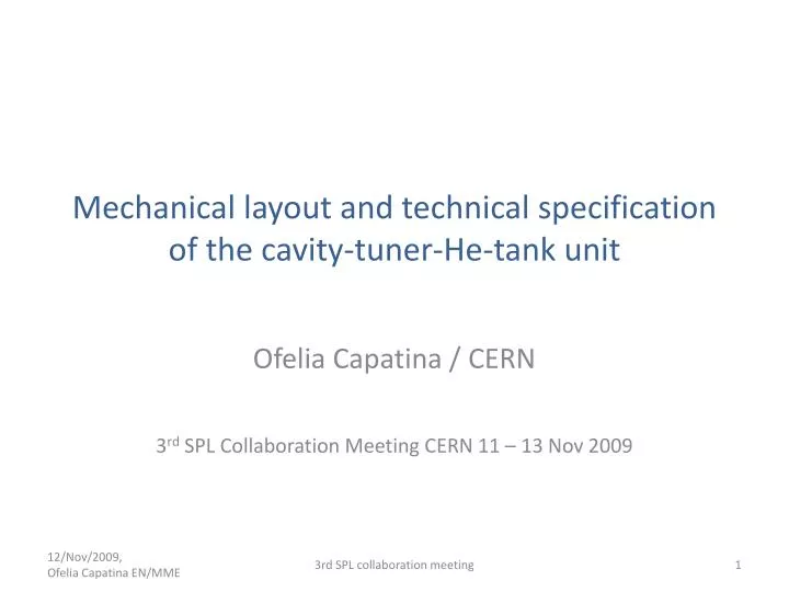 mechanical layout and technical specification of the cavity tuner he tank unit