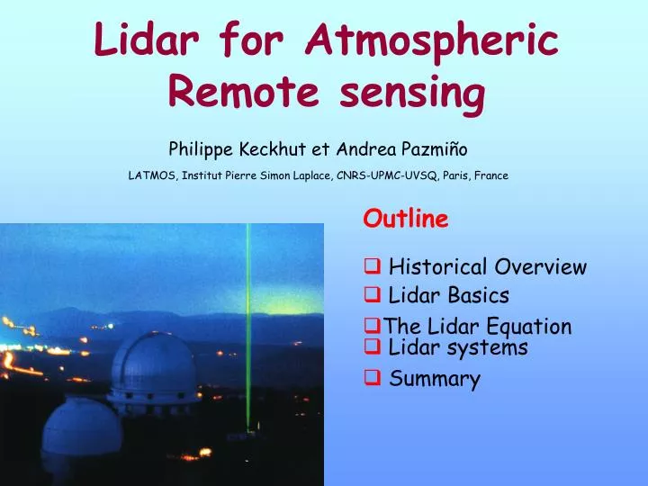 lidar for atmospheric remote sensing