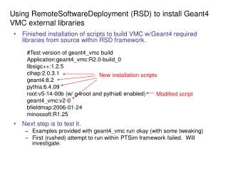 Using RemoteSoftwareDeployment (RSD) to install Geant4 VMC external libraries