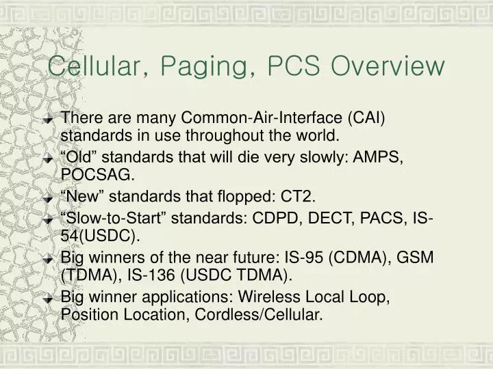 cellular paging pcs overview