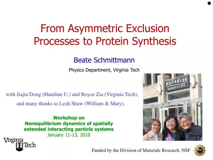 from asymmetric exclusion processes to protein synthesis