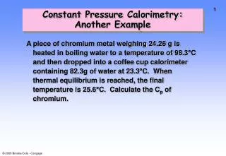 Constant Pressure Calorimetry: Another Example
