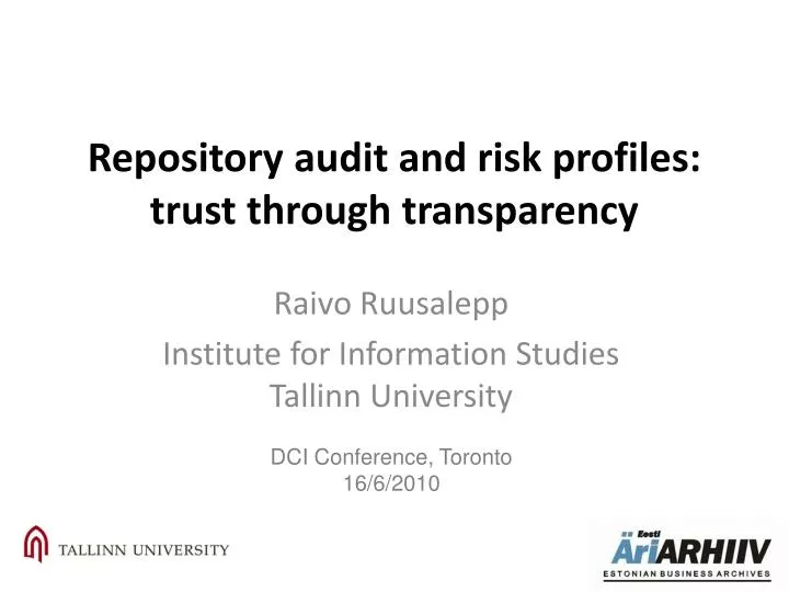 repository audit and risk profiles trust through transparency