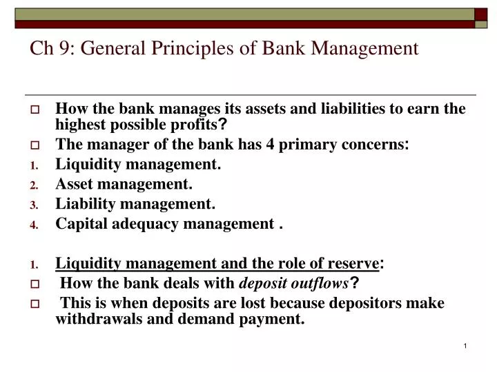 ch 9 general principles of bank management