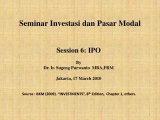 Seminar Investasi dan Pasar Modal