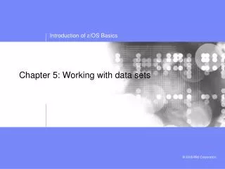 Chapter 5: Working with data sets
