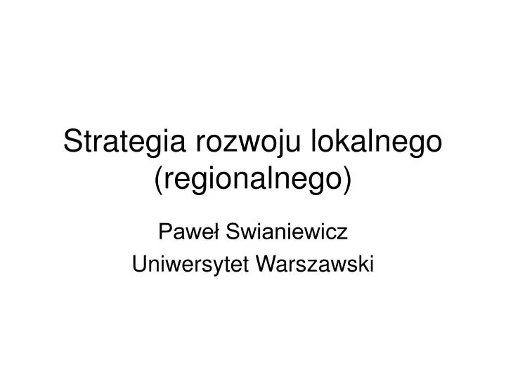 strategia rozwoju lokalnego regionalnego