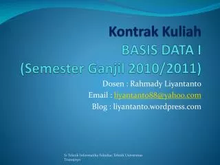 kontrak kuliah basis data i semester ganjil 2010 2011
