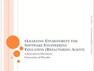 eLearning Environment for Software Engineering Education (Refactoring Agent)