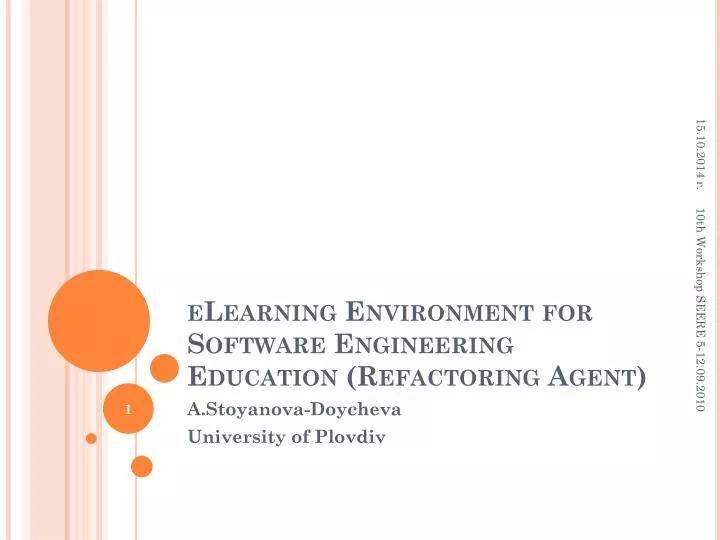 elearning environment for software engineering education refactoring agent