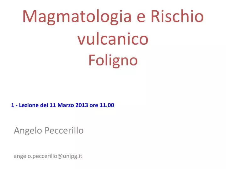magmatologia e rischio vulcanico foligno