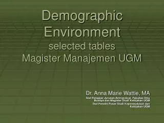 demographic environment selected tables magister manajemen ugm