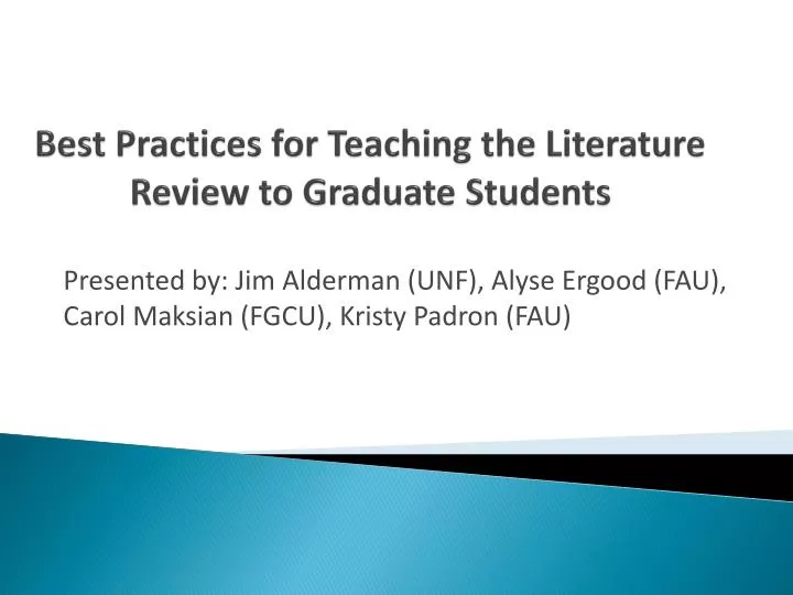 best practices for teaching the literature review to graduate students