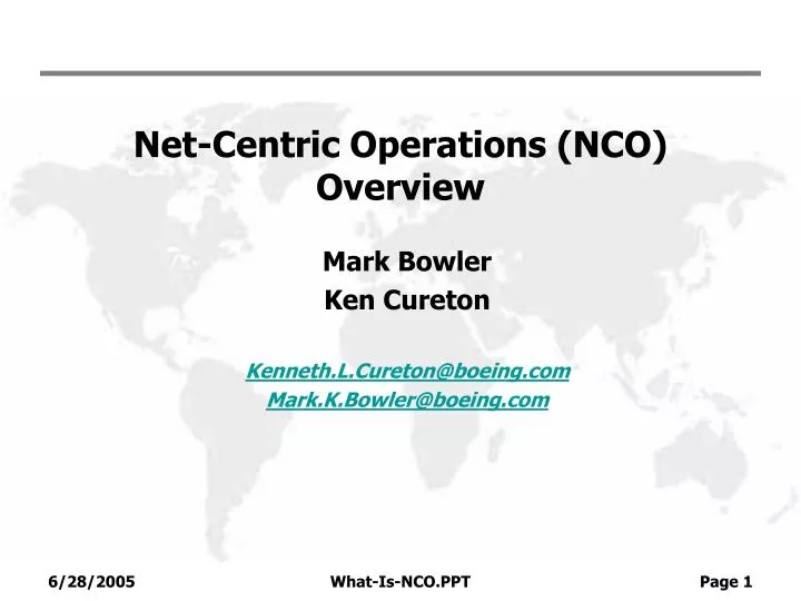 net centric operations nco overview