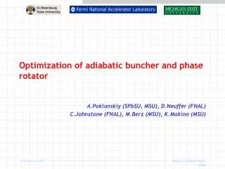 Optimization of adiabatic buncher and phase rotator