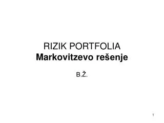 rizik portfolia markovitzev o re enje