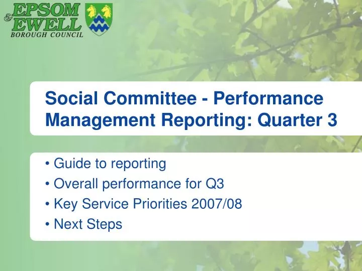 social committee performance management reporting quarter 3
