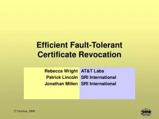 Efficient Fault-Tolerant Certificate Revocation