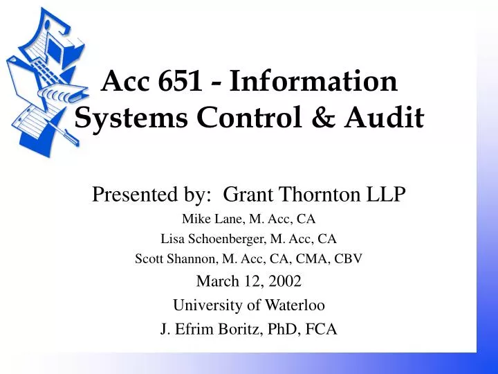 acc 651 information systems control audit