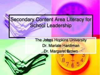 Secondary Content Area Literacy for School Leadership