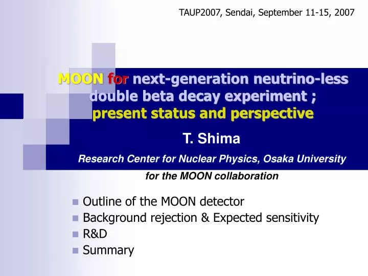 moon for next generation neutrino less double beta decay experiment present status and perspective