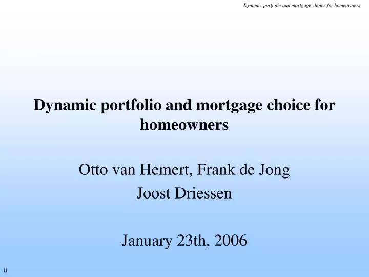 dynamic portfolio and mortgage choice for homeowners